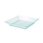 Restaurantware Square Seagreen Plastic Small Modern Plate - 4'' X 4'' X 1/2'' - 100 Count Box