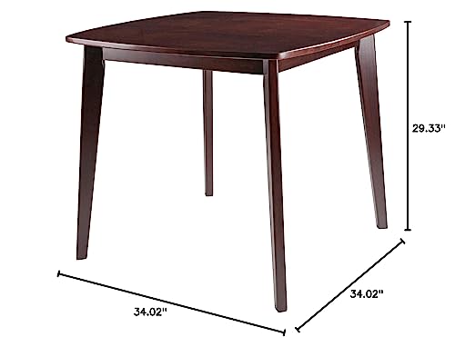 Pauline Dining Table - Elegant Solid Wood Table with Walnut Finish, 34' W x 34' D x 29.33' H, Perfect for Dining Room or Kitchen