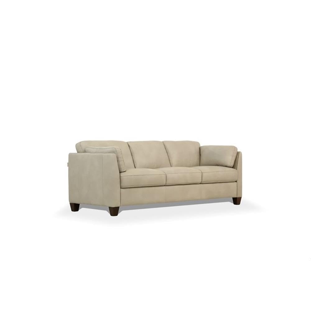 Acme Matias Leather Sofa in Dusty White