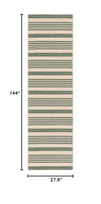 Safavieh Courtyard Collection Runner Rug - 2'3'' X 12', Beige & Dark Green, Stripe Design, Non-Shedding & Easy Care, Indoor/Outd