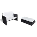 vidaXL Patio Furniture Set 2 Piece, Sleeper Sofa with Cushions, Patio Wicker Love Seat with Adjustable Backrest, Sofa Bed for Backyard Garden, Rustic, PE Rattan Black