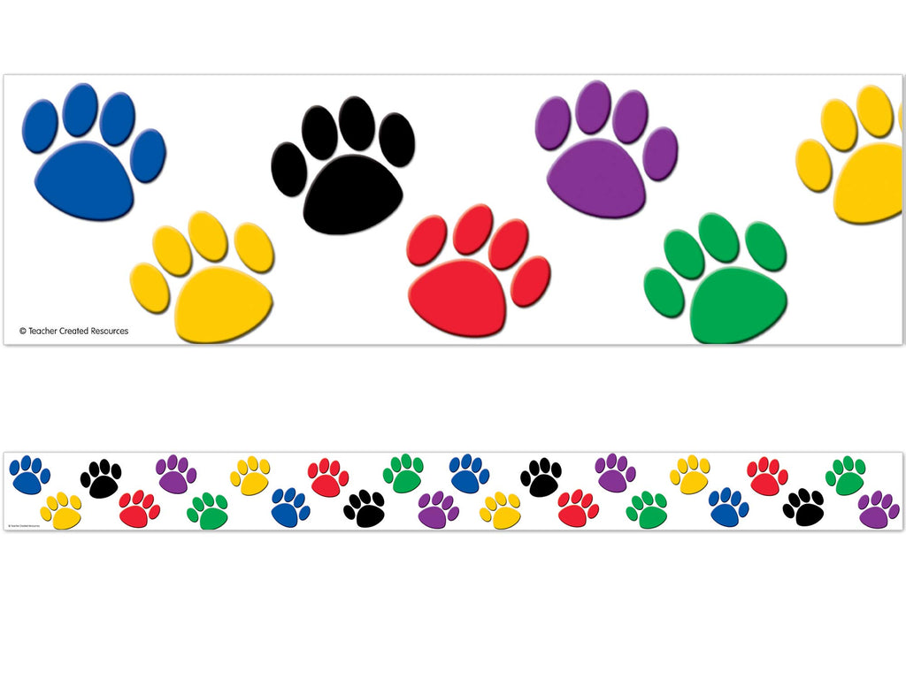 Teacher Created Resources Straight Border Trim, Colorful Paw Prints (4641)