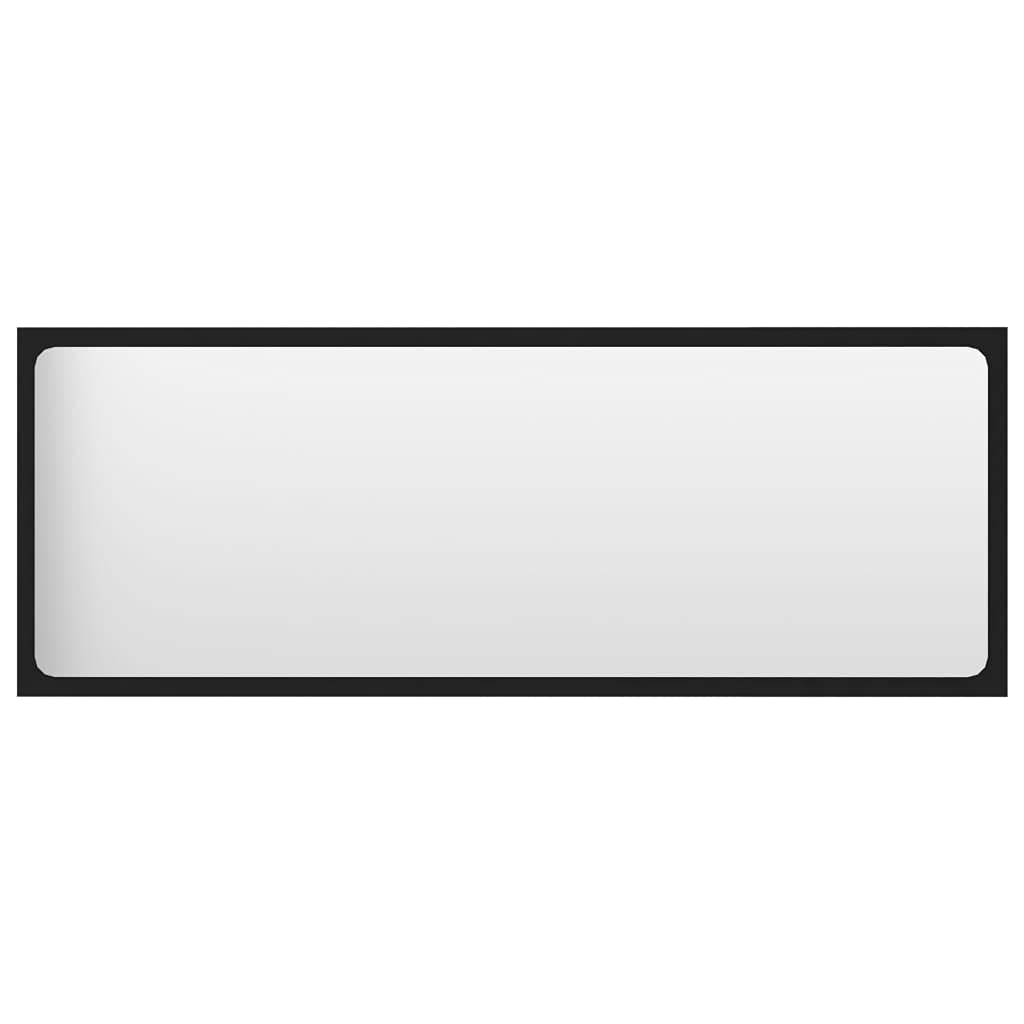 vidaXL Bathroom Mirror 39.4"x0.6"x14.6" in Black | Modern Style Wall Decorative Mirror | Sturdy Engineered Wood and Acrylic Material
