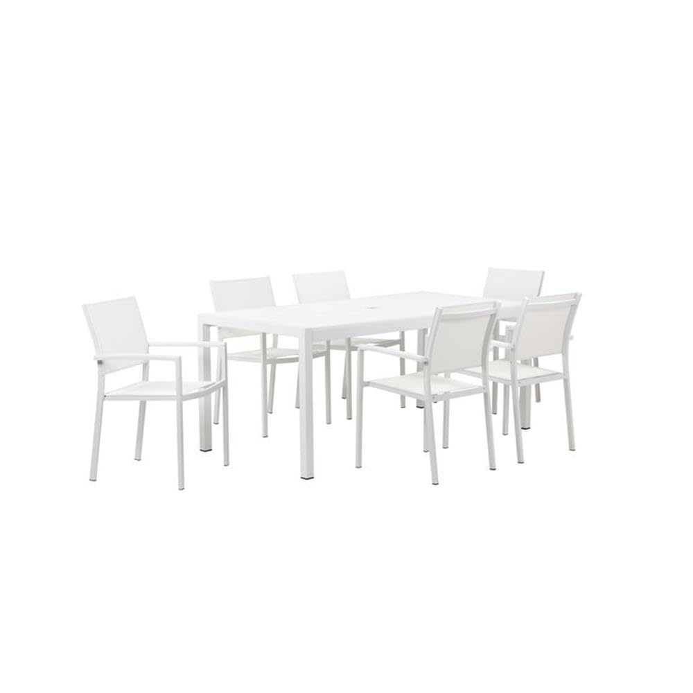 Pangea Home David 11-Piece Aluminum Patio Dining Set in White