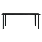 vidaXL Rectangular Patio Dining Table – Industrial-Style, Outdoor Furniture for Patio or Garden, Durable Powder-Coated Steel & Glass Top, Black – 74.8"x35.4"x29.1”