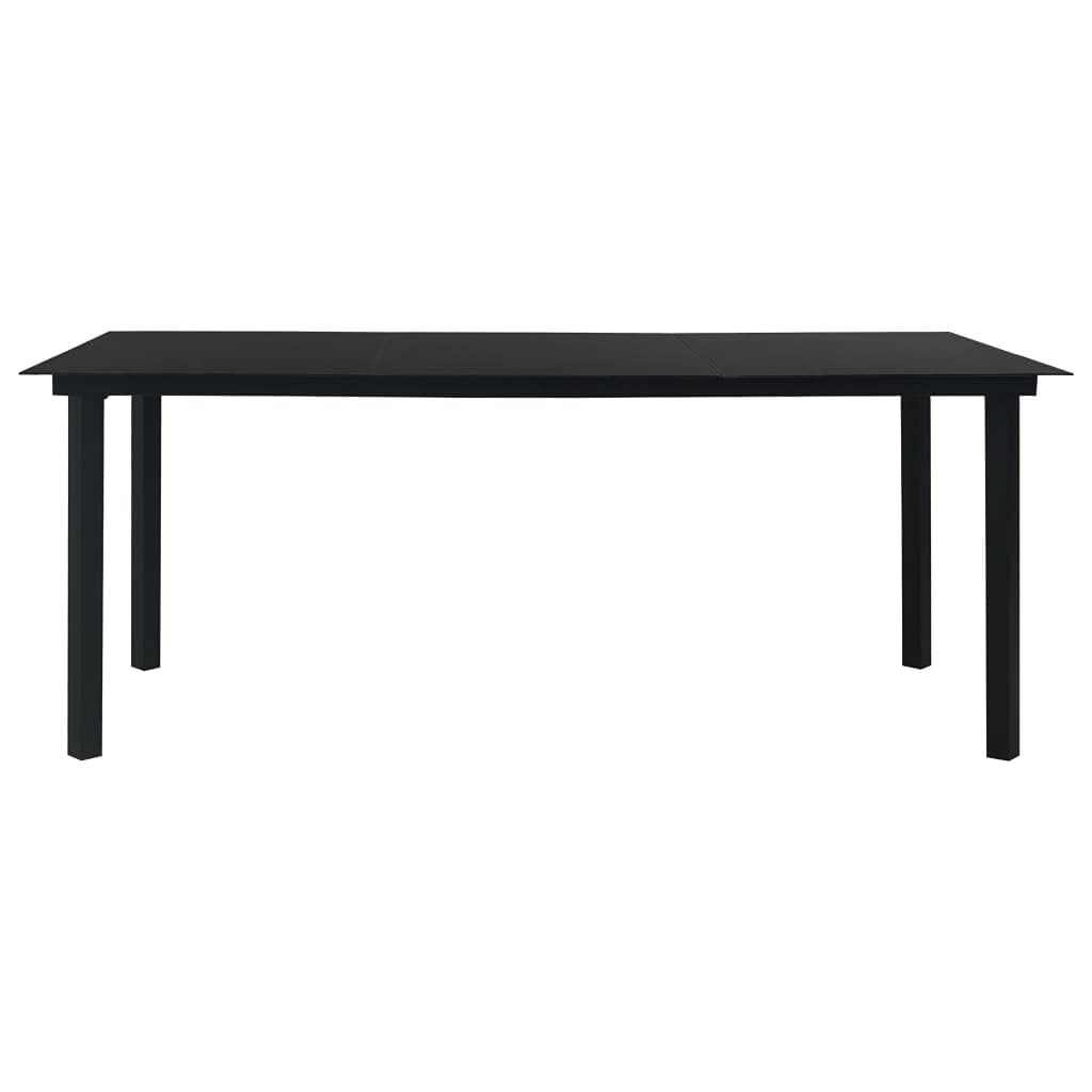vidaXL Rectangular Patio Dining Table – Industrial-Style, Outdoor Furniture for Patio or Garden, Durable Powder-Coated Steel & Glass Top, Black – 74.8"x35.4"x29.1”
