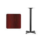Flash Furniture 24'' Square Mahogany Laminate Table Top with 22'' x 22'' Bar Height Table Base
