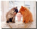 Cute Cat La Perm and Ice Cream Friendship Wall Decor Art Print Poster (16x20)