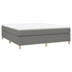 vidaXL King Size Box Spring Bed Frame - Engineered Wood - Dark Gray - 100% Polyester Fabric - Modern Style Double Bed - 76"x79.9" Suitable Mattress Size