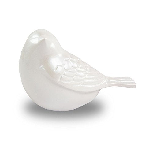 OneWorld Memorials Songbird Bronze Memorial Keepsake for Sharing - Extra Small - Holds Up to 5 Cubic Inches of Ashes - Pearl Whi