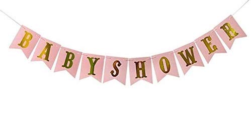 HK Balloons Baby Shower Banner Bunting Flag for Baby Shower Decorations(Pink)