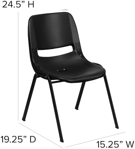 HERCULES Series 440 lb. Capacity Kids Black Ergonomic Shell Stack Chair with Black Frame and 14 Seat Height