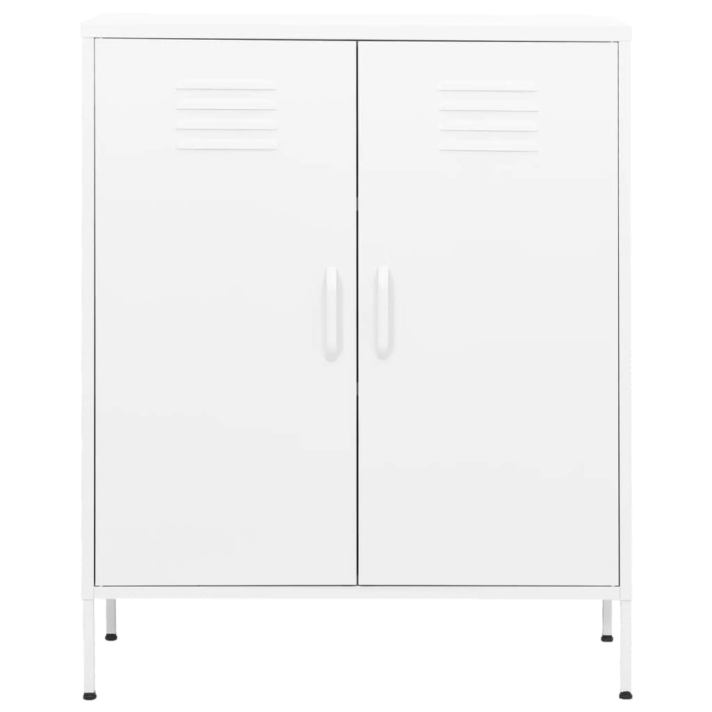 vidaXL Home Decor Storage Cabinet - Steel Made, 31.5"x13.8"x40", Features Adjustable Shelves and Levelers, Industrial Style, White