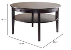 Ergode Wood Stafford Coffee Table | Oyster Gray Finish | Slatted Side Panels | Full-Size Drawer | Lower Shelf | Solid & Composite Wood (92232-VV)