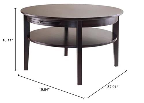Ergode Wood Stafford Coffee Table | Oyster Gray Finish | Slatted Side Panels | Full-Size Drawer | Lower Shelf | Solid & Composite Wood (92232-VV)