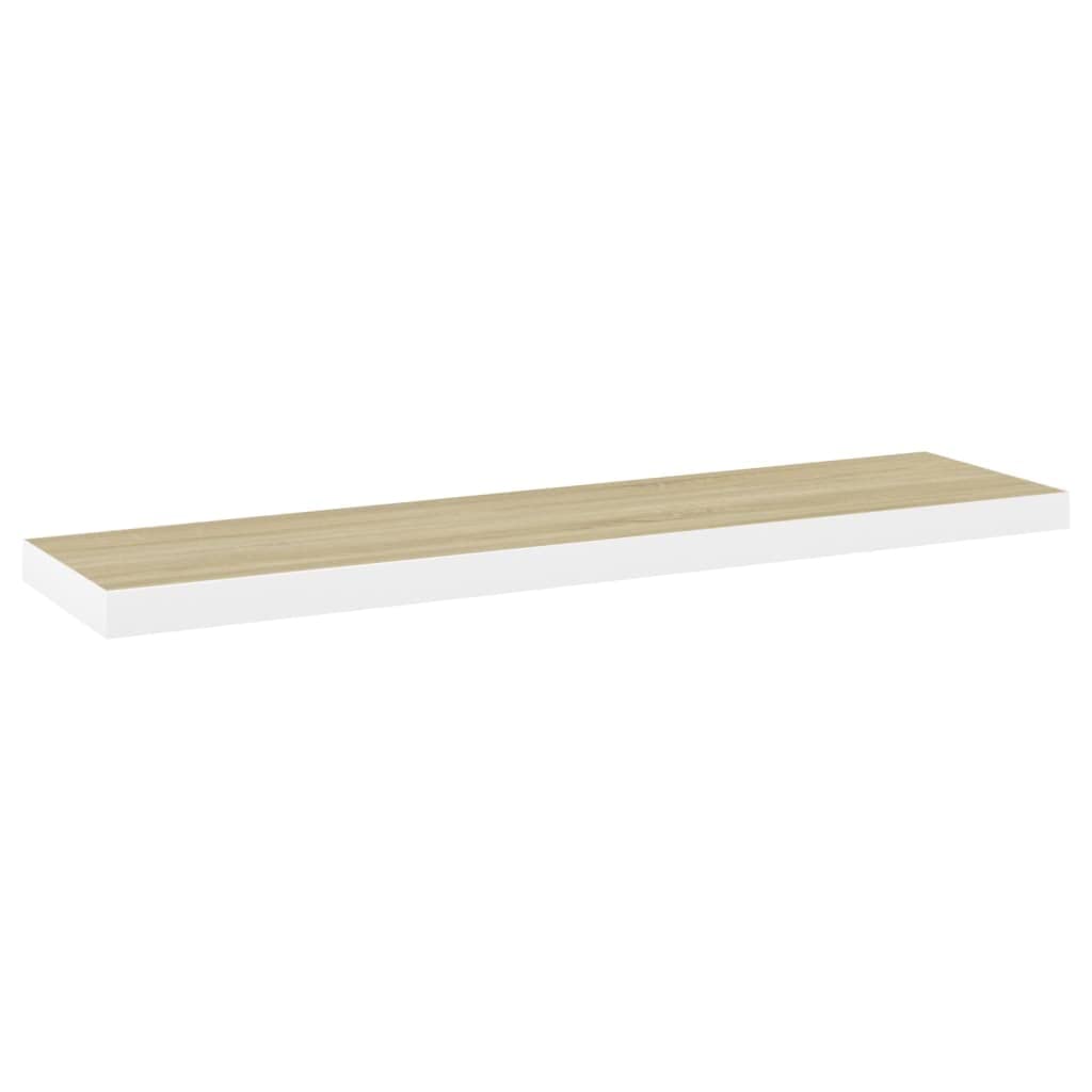 vidaXL Floating Wall Shelves 2 pcs Oak and White 39.4"x9.3"x1.5" MDF