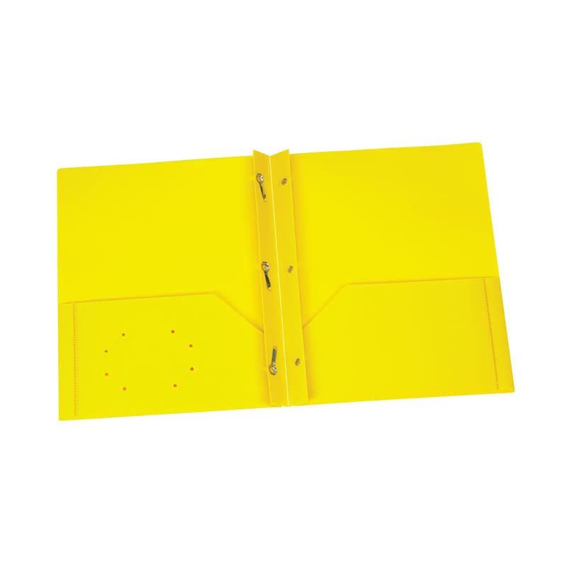 Oxford Yellow Poly Two Pocket Portfolio With Prongs, Pack Of 25