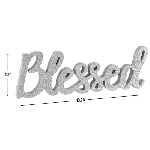 Amscan Glitter Silver Blessed Block Letter Sign 13 1/2In X 4 1/2In