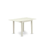 East West Furniture 1MZBR3-LWH-02 3 Piece Dining Room Furniture Set Contains a Rectangle Dining Table with Dropleaf and 2 Light Beige Linen Fabric Upholstered Chairs, 36x54 Inch, Linen White