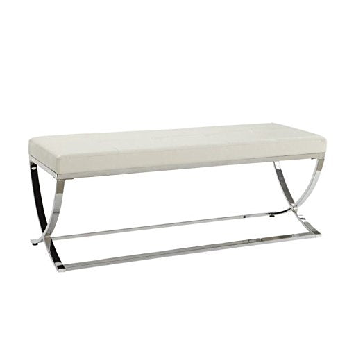 Coaster Home Furnishings Walton Bench with Metal Base White and Chrome