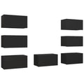 vidaXL 7X TV Cabinets TV Stand HiFi Unit Stereo Plasma Cabinet Entertainment Center Living Room Home Interior Black Engineered Wood