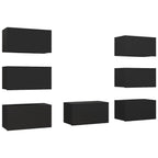 vidaXL 7X TV Cabinets TV Stand HiFi Unit Stereo Plasma Cabinet Entertainment Center Living Room Home Interior Black Engineered Wood