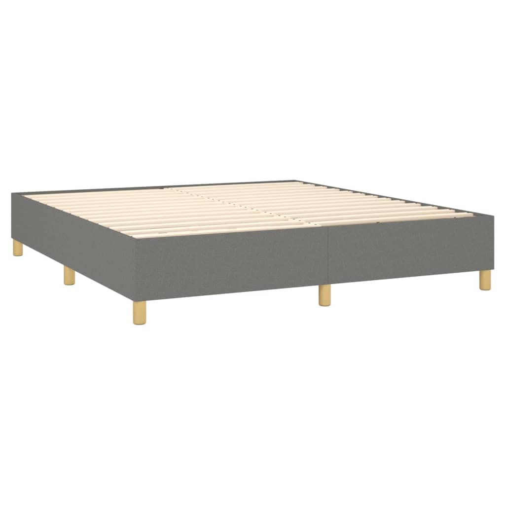 vidaXL King Size Box Spring Bed Frame - Engineered Wood - Dark Gray - 100% Polyester Fabric - Modern Style Double Bed - 76"x79.9" Suitable Mattress Size