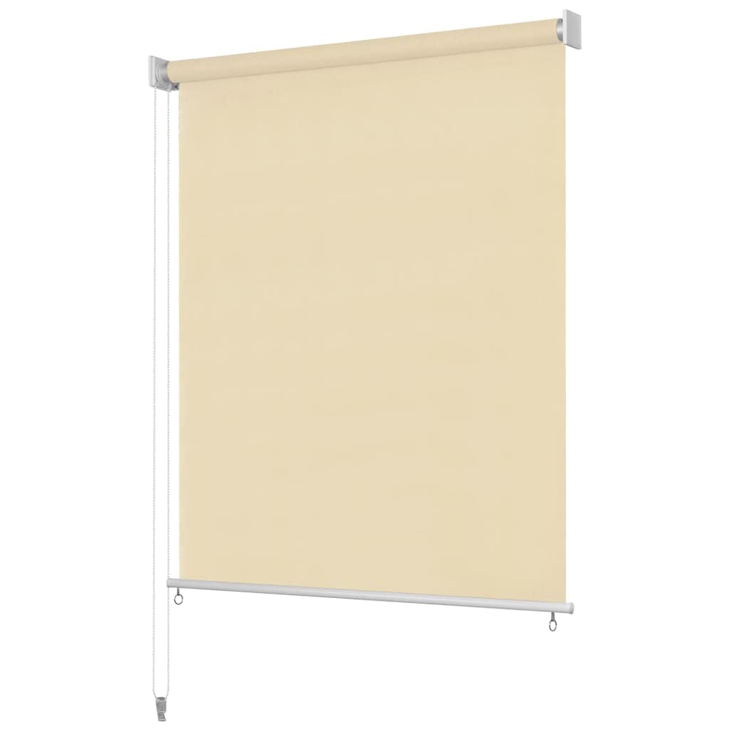 Vidaxl Outdoor Roller Blind, High-Density Polyethylene, Cream 94.5"X55.1", Uv Blocking, Air Flow Design, Child Safety Precautions