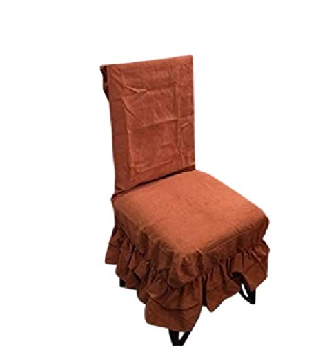 Octorose Heavy Duty Soft Micro Suede Shortly Double Ruffle Skirt Dining Chair Cover 1pc (Rust)