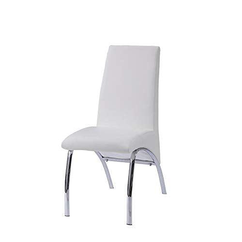 Acme Pervis Faux Leather Upholstered Side Chair in White and Chrome