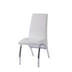 Acme Pervis Faux Leather Upholstered Side Chair in White and Chrome