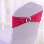 50Pcs Spandex Chair Sashes Bows Elastic Chair Bands With Buckle Slider Sashes Bows For Wedding Decorations (50Pcs, Fushia)
