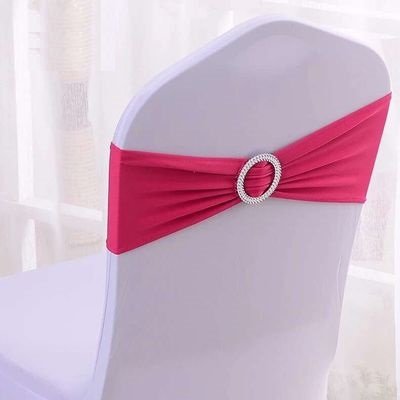 50Pcs Spandex Chair Sashes Bows Elastic Chair Bands With Buckle Slider Sashes Bows For Wedding Decorations (50Pcs, Fushia)