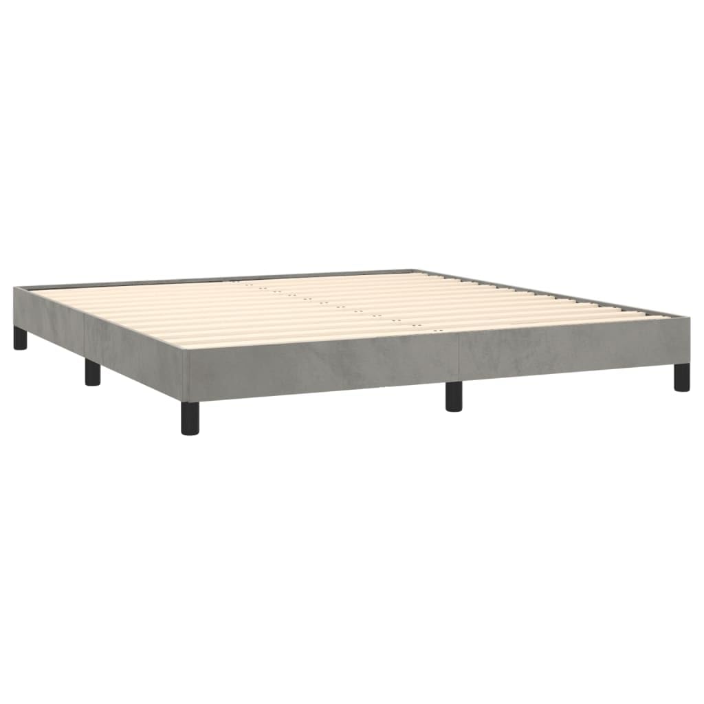vidaXL Velvet Box Spring Bed Frame - California King Size, Light Gray, Durable Plywood and Engineered Wood Materials, Easy to Match, Meets California Proposition 65