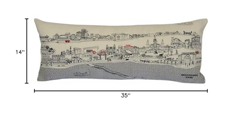 HomeRoots Cream 35' White New Orleans Daylight Skyline Lumbar Decorative Pillow