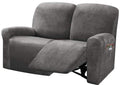 Ulticor Reclining Love Seat Slipcover, 48' - 65' L, 6-Piece Velvet Stretch Loveseat Reclining Sofa Covers, 2 Seat Love Seat Recliner Cover, Thick, Soft, Washable (Dark Grey)