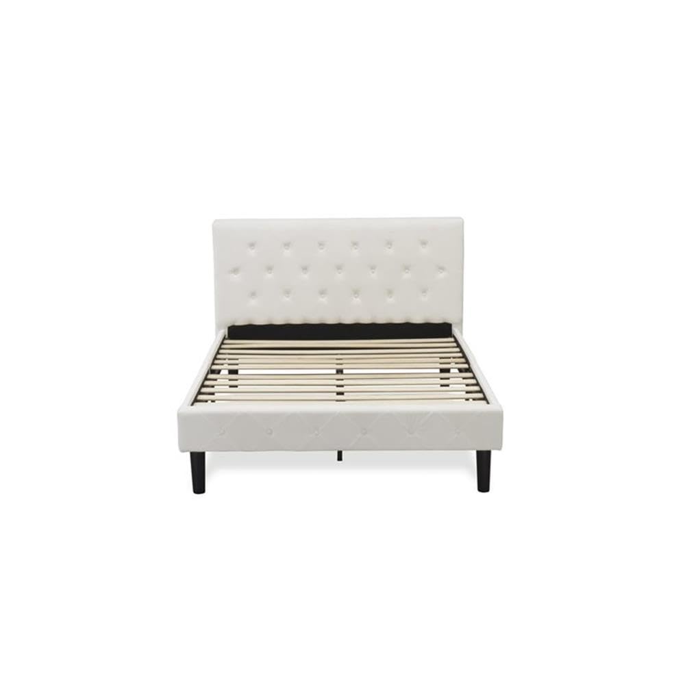 East West Furniture NL19F-1BF14 2 Piece Bedroom Set - 1 Full Bed White Velvet Fabric Headboard and 1 Nightstand Bedroom - Urban Gray Finish Nightstand