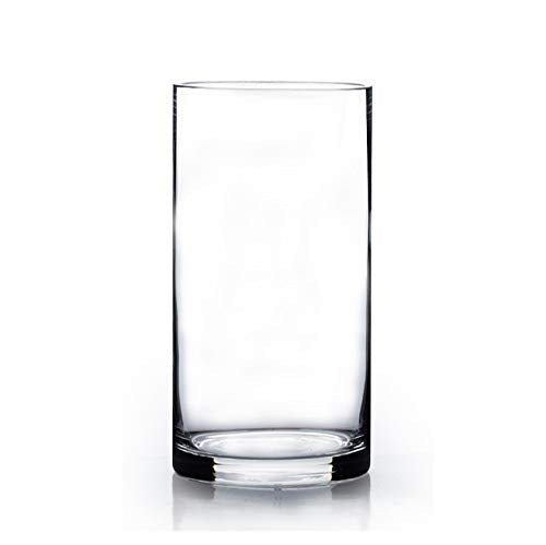WGV Cylinder Vase Bulk, Diameter 5'', Height 10'', Clear Glass Floral Planter Container, Floating Candle Holder for Wedding Part