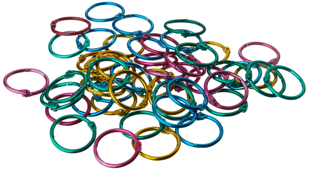 The Classics 1-Inch Diameter 50 Count Book Rings In Assorted Bright Colors (Tpg-189)