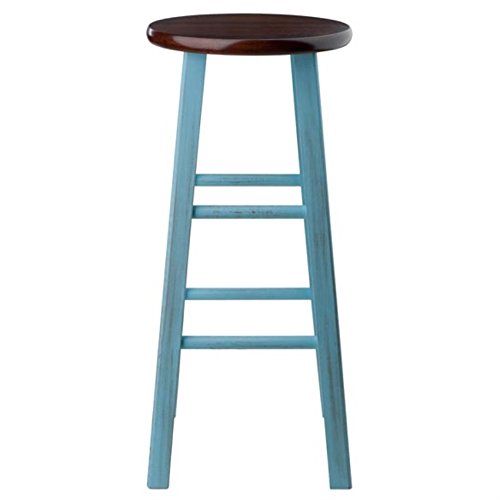 Ergode Rustic Blue Wood Ivy Bar Stool - Stable & Comfortable, 29' Height