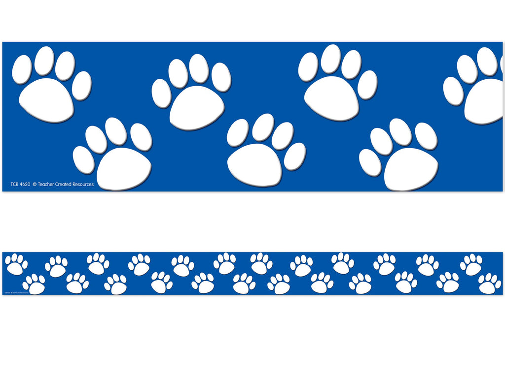 Teacher Created Resources Blue With White Paw Prints Straight Border Trim (4620)
