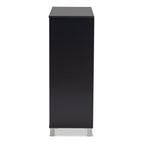 Baxton Studio Shirley Modern and Contemporary Dark Grey Finished 2-Door Wood Shoe Storage Cabinet with Open Shelves