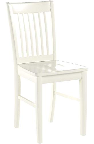 East West Furniture NFC-LWH-W Norfolk Dining Room Chairs - Slat Back Solid Wood Seat Chairs, Set of 2, Linen White