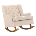 CorLiving Boston Soft Beige Tufted Fabric and Wood Rocking Chair