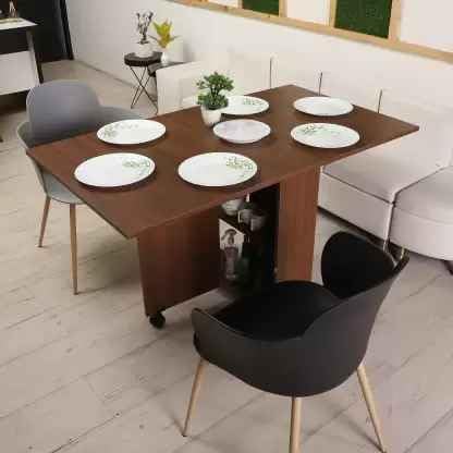 Junco Multipurpose Foldable & Convertable 2/4/6 Seater Dining Table For Home |Kitchen Made Engineered Wood|Space Saving Dining T