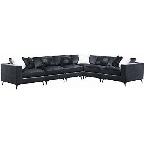 Coaster Contemporary Velvet LAF/RAF Arm Chair with Metal Leg in Charcoal