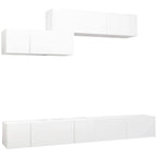 vidaXL TV Cabinet Set 6 Piece Home Living Room Furniture TV Stand HiFi Stereo Cabinet Media Unit Entertainment Center White Engineered Wood