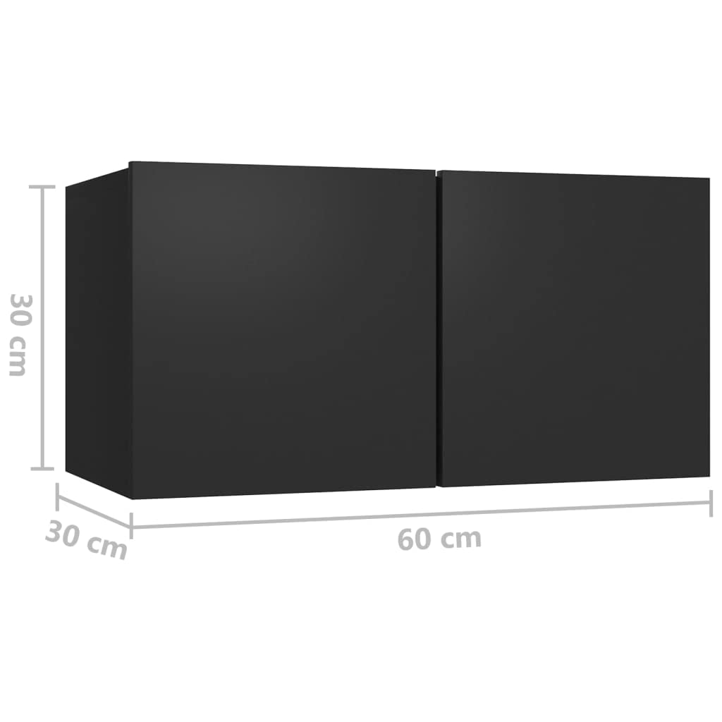 vidaXL TV Cabinet Set 7 Piece Home Indoor Living Room Entertainment Center Stereo HiFi Cabinet Media Unit Furniture Black Engineered Wood