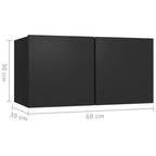 vidaXL TV Cabinet Set 10 Piece Home Indoor Living Room Hanging Wall-Mounted Stereo Plasma HiFi Cabinet TV Unit Furniture Black Engineered Wood
