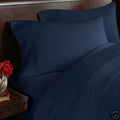 Elegance Linen Wrinkle-Free- 1500 Thread Count Full/Queen Size Egyptian Quality 3Pcs Duvet Cover Set, Solid, Navy Blue